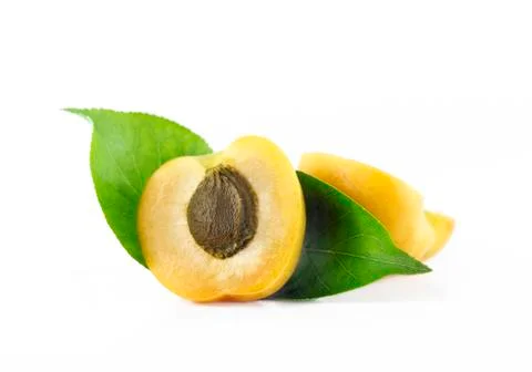Apricot with leafs Stock Photos