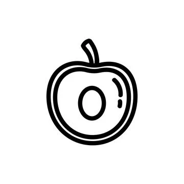 Apricot outlined icon. Vector fruit logo isolated on white background. Vegeta Stock Illustration