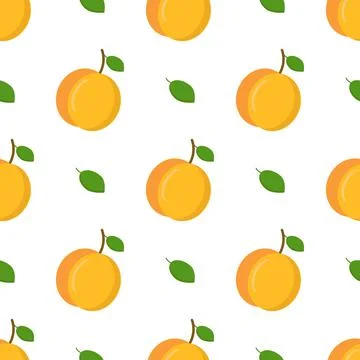 Apricot pattern in flat style on white background Stock Illustration