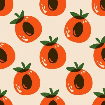 Apricot pattern. Seamless print apricots fresh organic fruits, cute cartoon Stock Illustration