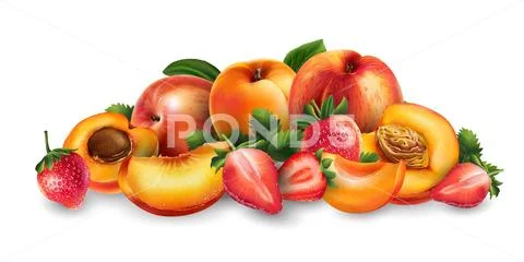 Apricot, peach and strawberry Stock Illustration