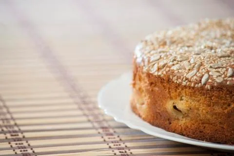 Apricot pie on plate Stock Photos