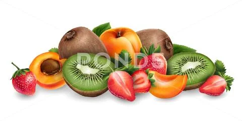 Apricot, strawberry and kiwi Stock Illustration