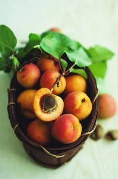 Apricots in a basket Stock Photos