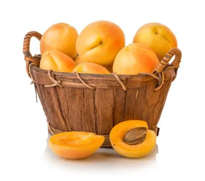 Apricots in basket Stock Photos