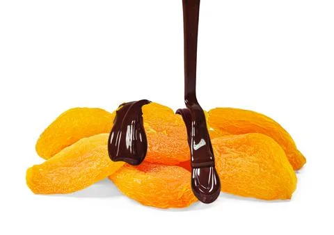 Apricots with chocolate Stock Photos