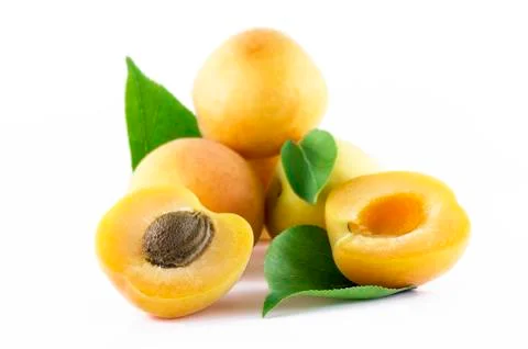 Apricots with leafs Stock Photos