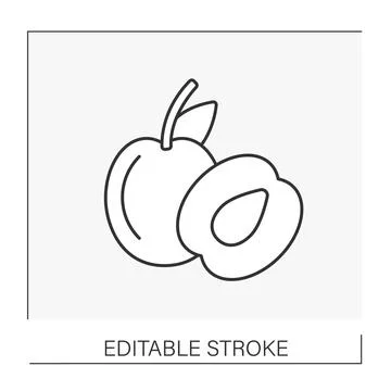 Apricots line icon Stock Illustration