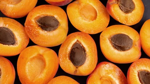 Apricots seen from above, on a turntable Stock Footage 245306152