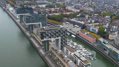 April 1. 2024 Cologne , Germany Aerial view of the old town and city köln Stock Footage 341707840