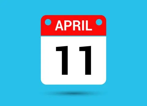April 11 Calendar Date Flat Icon Day 11 Vector Illustration Stock Illustration