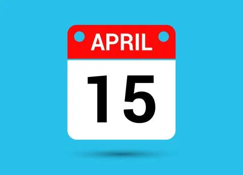 April 15 Calendar Date Flat Icon Day 15 Vector Illustration Stock Illustration