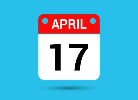 April 17 Calendar Date Flat Icon Day 17 Vector Illustration Stock Illustration