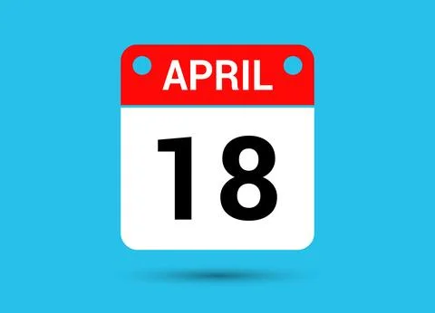 April 18 Calendar Date Flat Icon Day 18 Vector Illustration Stock Illustration