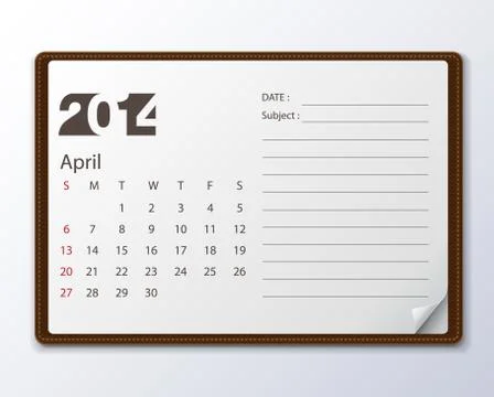 April 2014 calendar Stock Illustration