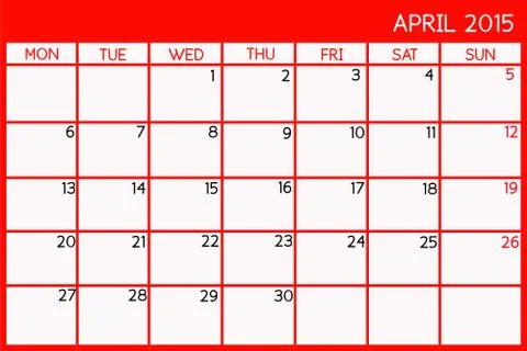 April  2015 Stock Illustration