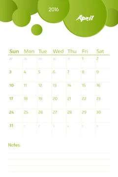 April 2016 Stock Illustration