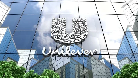 April 2019, Editorial use only, Unilever logo on glass building. Stock Footage 105504449