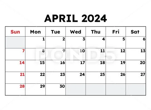 April 2024 calendar. Vector illustration. Monthly planning for your ...
