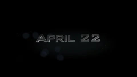 April 22 3D title metal text on black alpha channel background Stock Footage 258085385