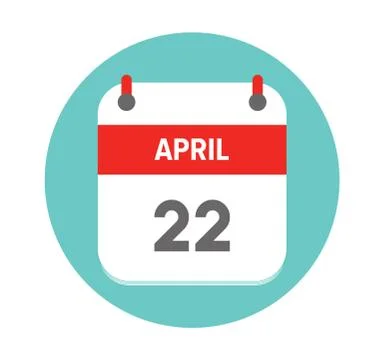 April 22. Vector flat daily calendar icon. Date and time, day, month. Holiday Stock Illustration