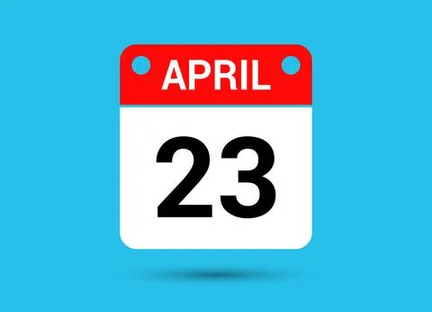 April 23 Calendar Date Flat Icon Day 23 Vector Illustration Stock Illustration