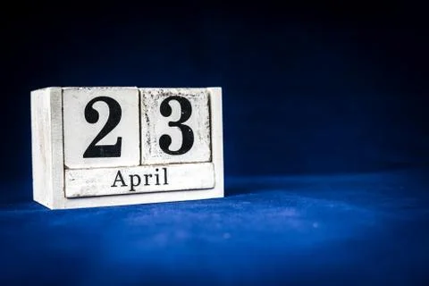 April 23rd, Twenty-third of April, Day 23 of month April - rustic wooden whit Stock Illustration