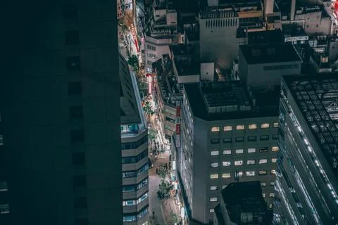 April 24 2026 High Angle Shinjuku Urban Street Intersection Night 写真素材
