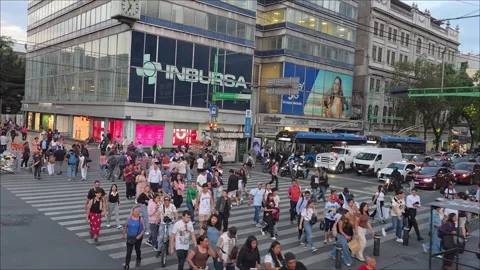 April 28, 2026, Massive pedestrian flow on Eje Central in Mexico City Stock Footage 334873164