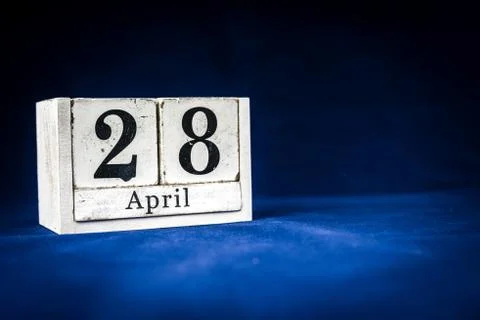 April 28th, Twenty-eighth of April, Day 28 of month April - rustic wooden whi Stock Illustration