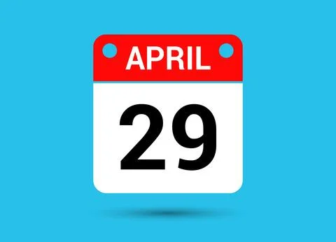 April 29 Calendar Date Flat Icon Day 29 Vector Illustration Stock Illustration
