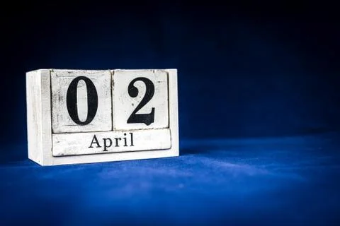 April 2nd, Second of April, Day 2 of month April - rustic wooden white calend Stock Illustration