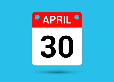 April 30 Calendar Date Flat Icon Day 30 Vector Illustration Stock Illustration