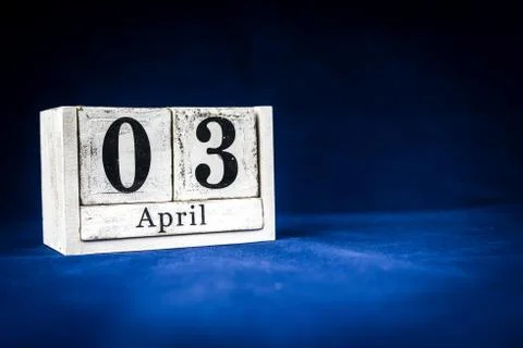 April 3rd, Third of April, Day 3 of month April - rustic wooden white calenda Stock Illustration
