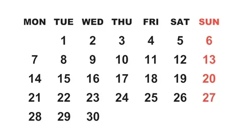 April 4, 2025, Animated 2029 planner showcasing April calendar, highlighting Stock Footage 320079984