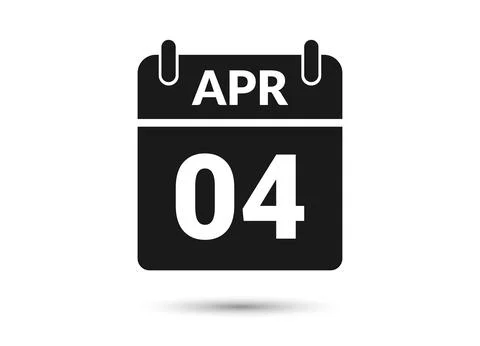 April 4 Calendar Date Flat Icon Illustration
