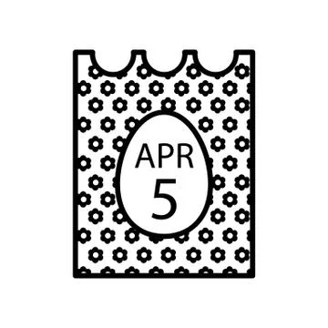 April 5, 2018. Catholic Easter on calendar vector icon. Simple, flat line Stock Illustration