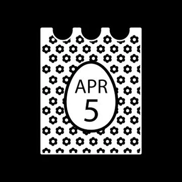 April 5, 2018. Catholic Easter on calendar vector icon. Simple, flat line Stock Illustration