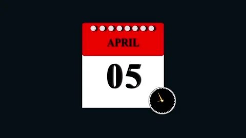 April 5th calendar page with rotating clock minimalist date reminder animat.. 스톡 동영상 332896472