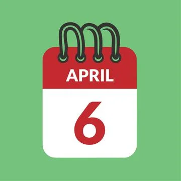 April 6 Calendar icon vector illustration. Illustrazione stock