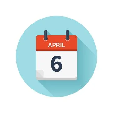 April 6. Vector flat daily calendar icon. Date and time, day, month 2018 Stock Illustration