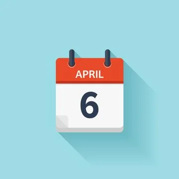 April 6. Vector flat daily calendar icon. Date and time, day, month. Holiday. 스톡 일러스트