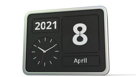 April 9 date on the flip clock calendar, 3d animation Stock Footage 147710669