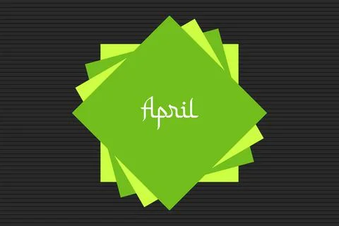 April Arabic style typography text on green square shape vector illustration Stock Illustration
