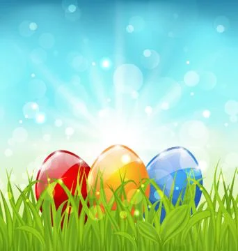 April background with easter colorful eggs Stock Illustration