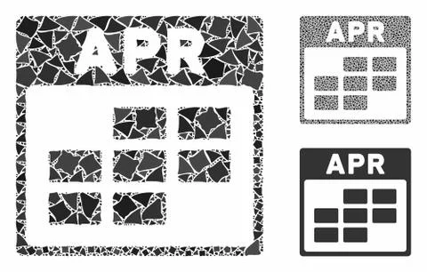 April calendar grid Composition Icon of Inequal Parts Stock Illustration