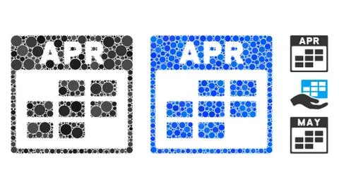 April Calendar Grid Composition Icon of Round Dots Stock Illustration