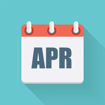 April Dates Flat Icon with Long Shadow. Vector Illustration Stock Illustration