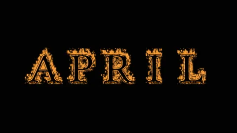 April fire text effect black background | Stock Video | Pond5