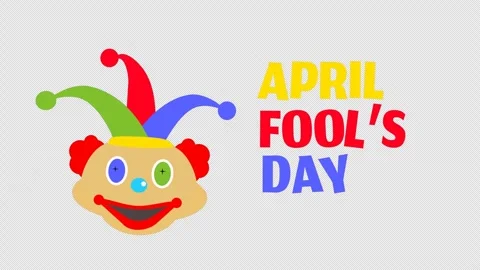 April fools day animation text with crazy clown in alpha channel, 4k video anima Stock Footage 270004115